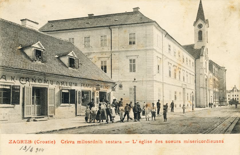 Frankopanska ulica, gostionica 'K crnom orlu', 1904. godina, razglednica
